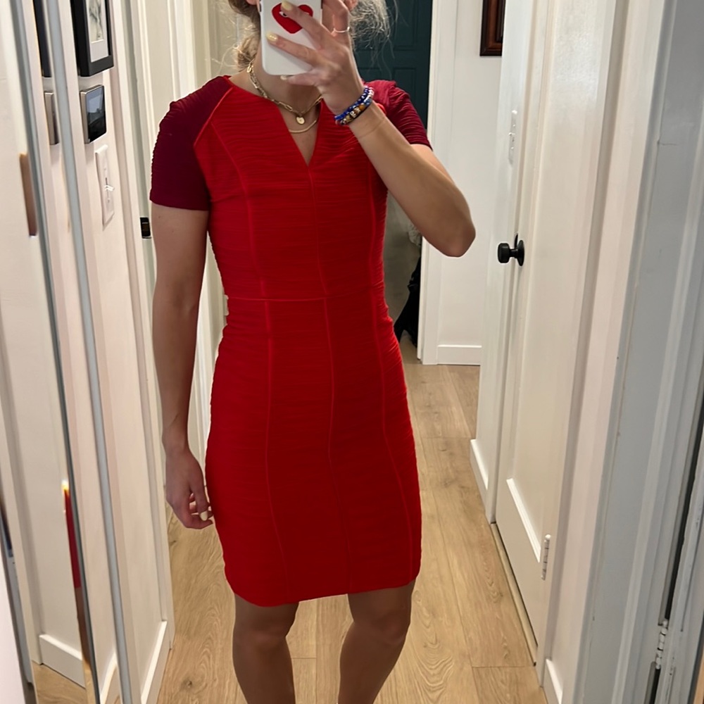 Red stretchy Anthropology dress